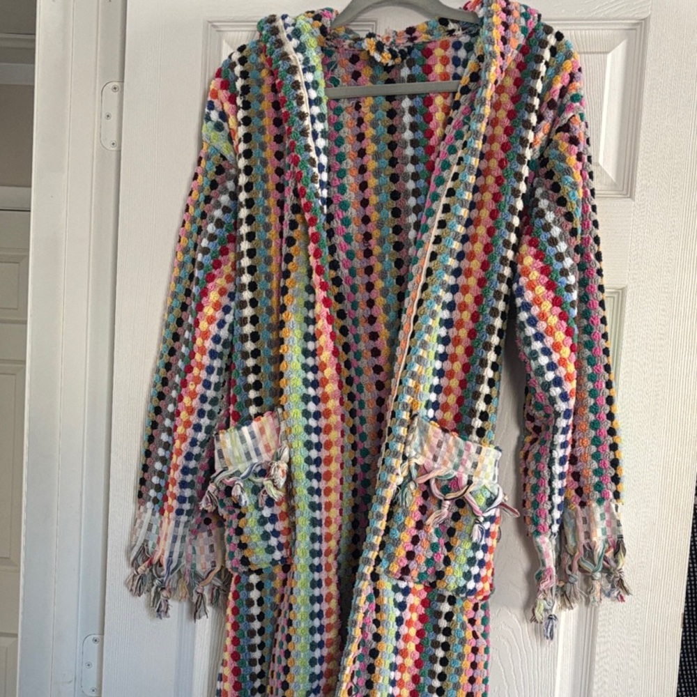 Multicolor Striped Hooded Robe - Picture 5 of 13